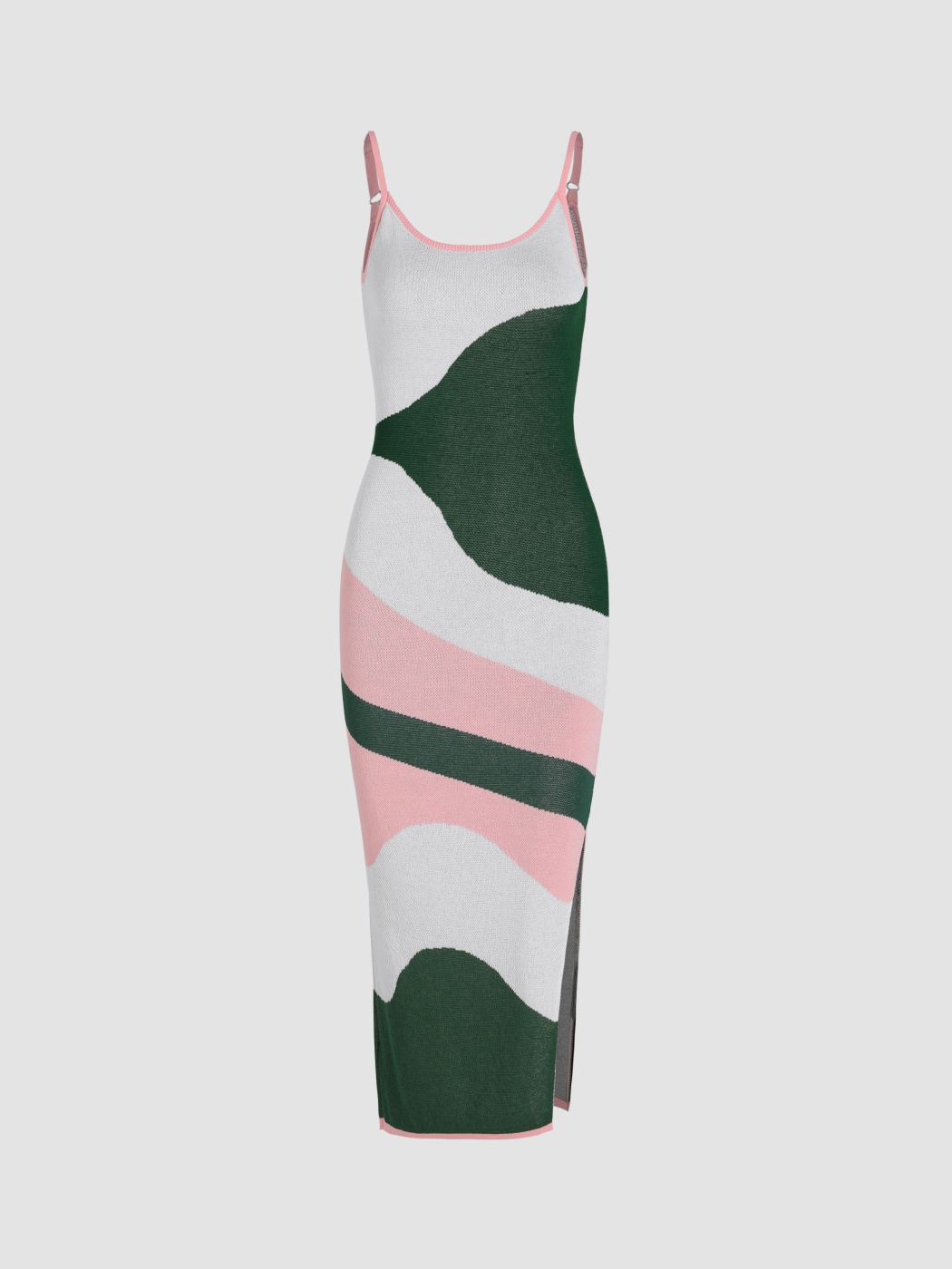 Knit Contrasting Slit Cami Dress