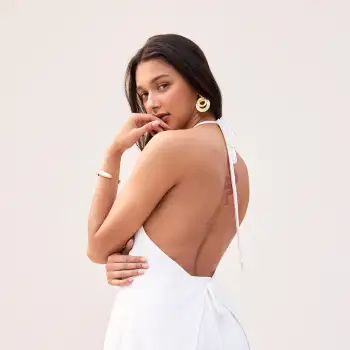 Linen-blend Sweetheart Neckline Button Ruffle Mini Dress