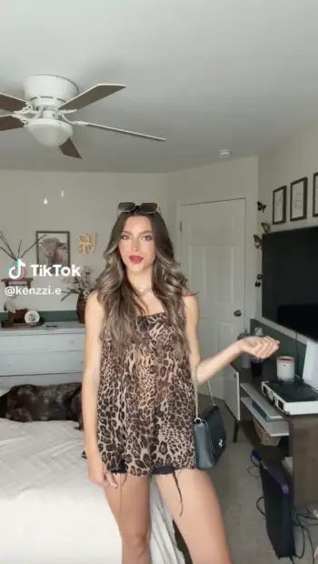 Chiffon Chiffon Leopard Bowknot Oversized Mini Nightdress For Date