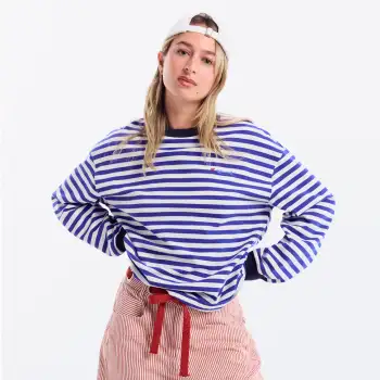 Cotton-blend Sardine Graphic Round Neckline Long Sleeve Sweatshirt