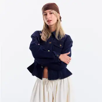 Velvet Square Neck Floral Embroidery Lettuce Trim Jacket Vest