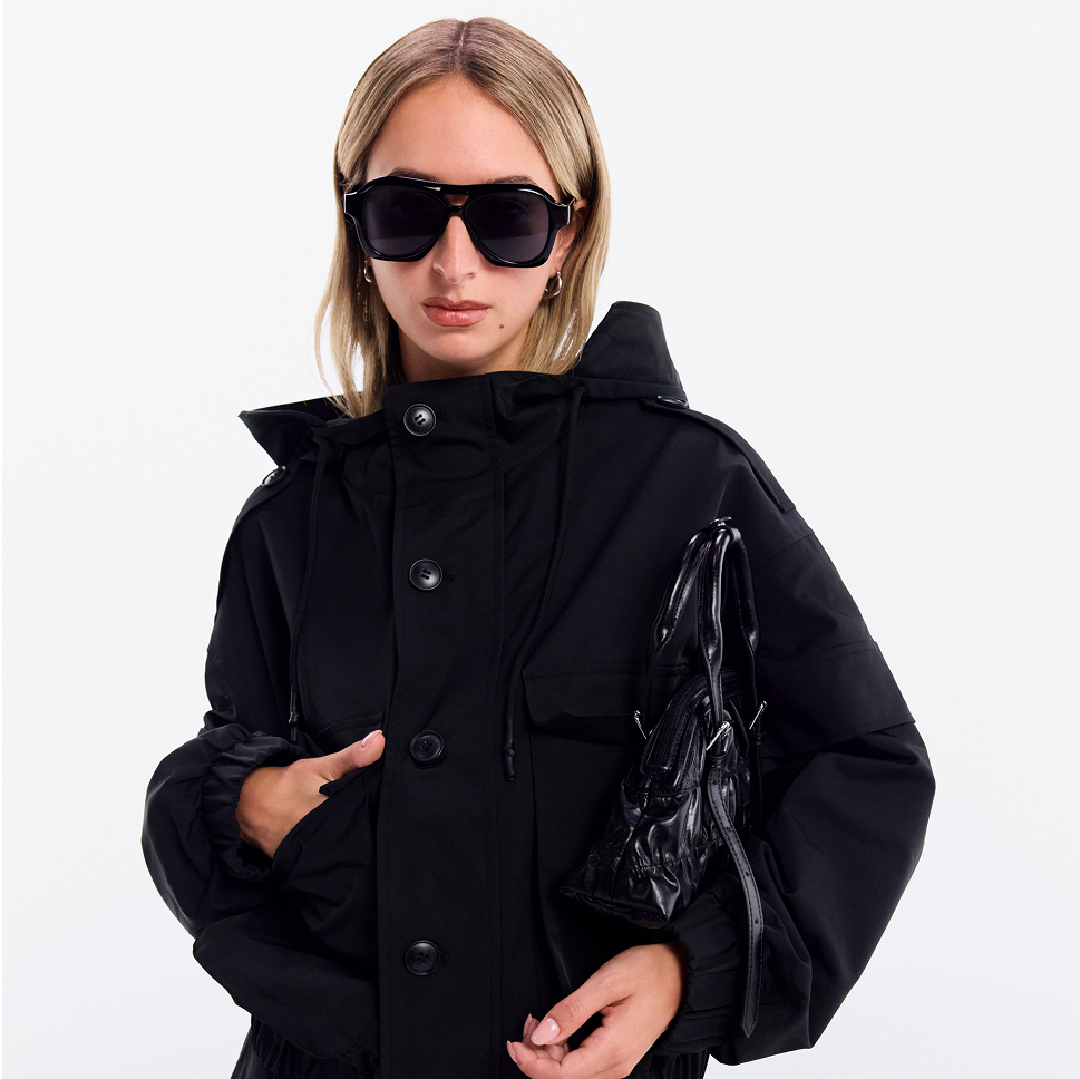 Faux Leather Stand Collar Zip Through Bomber Jacket