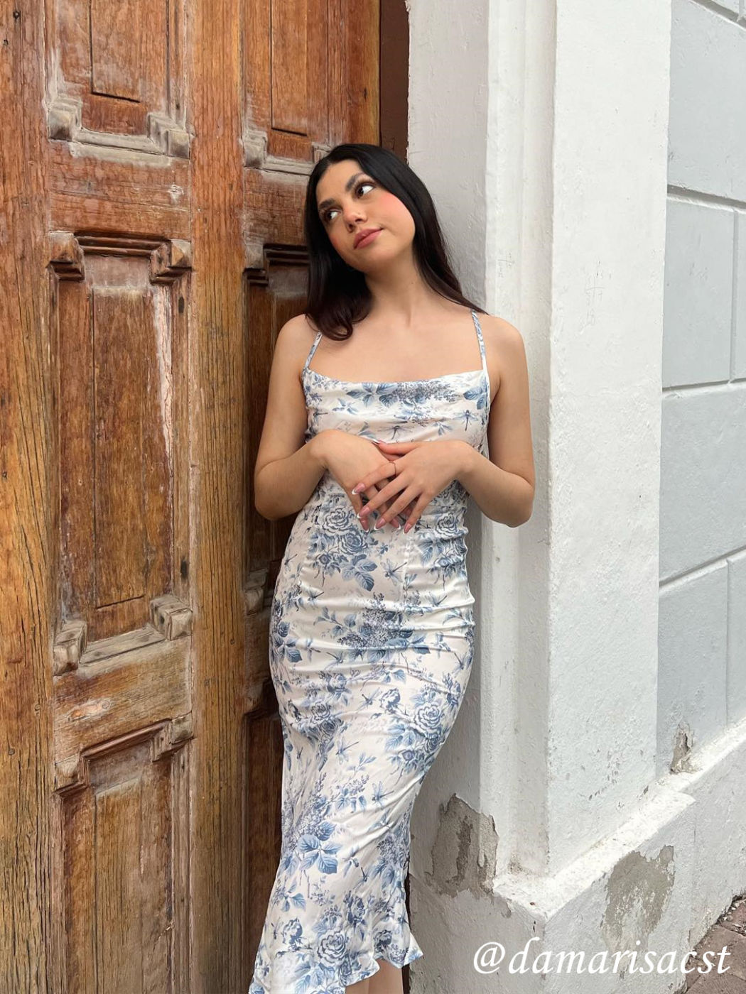 Floral & Dragonfly Cowl Neck Midi Dress