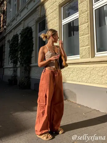 Pantaloni da paracadute a vita bassa Sun Glow