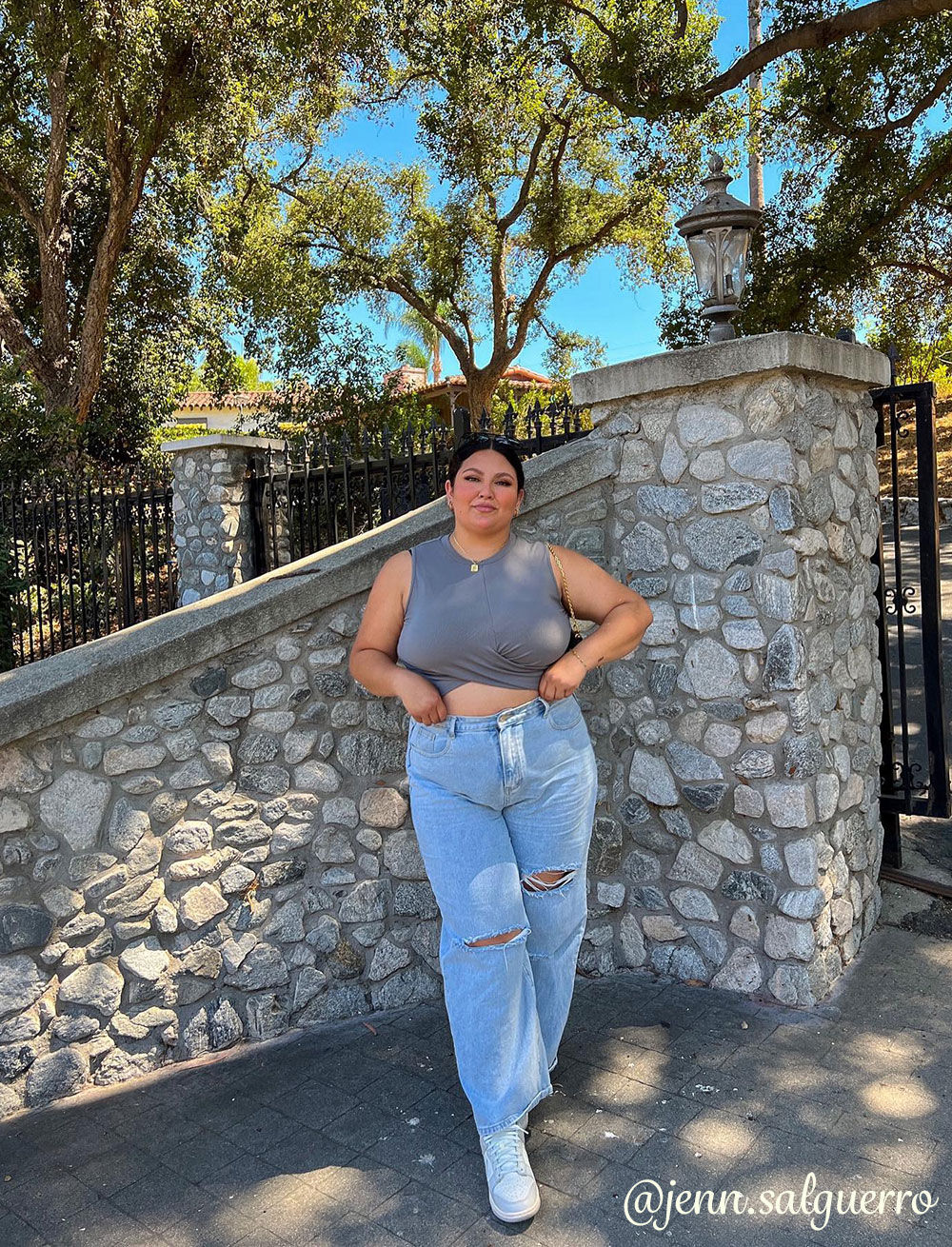 Solid Crewneck Crop Tank Top Curve & Plus