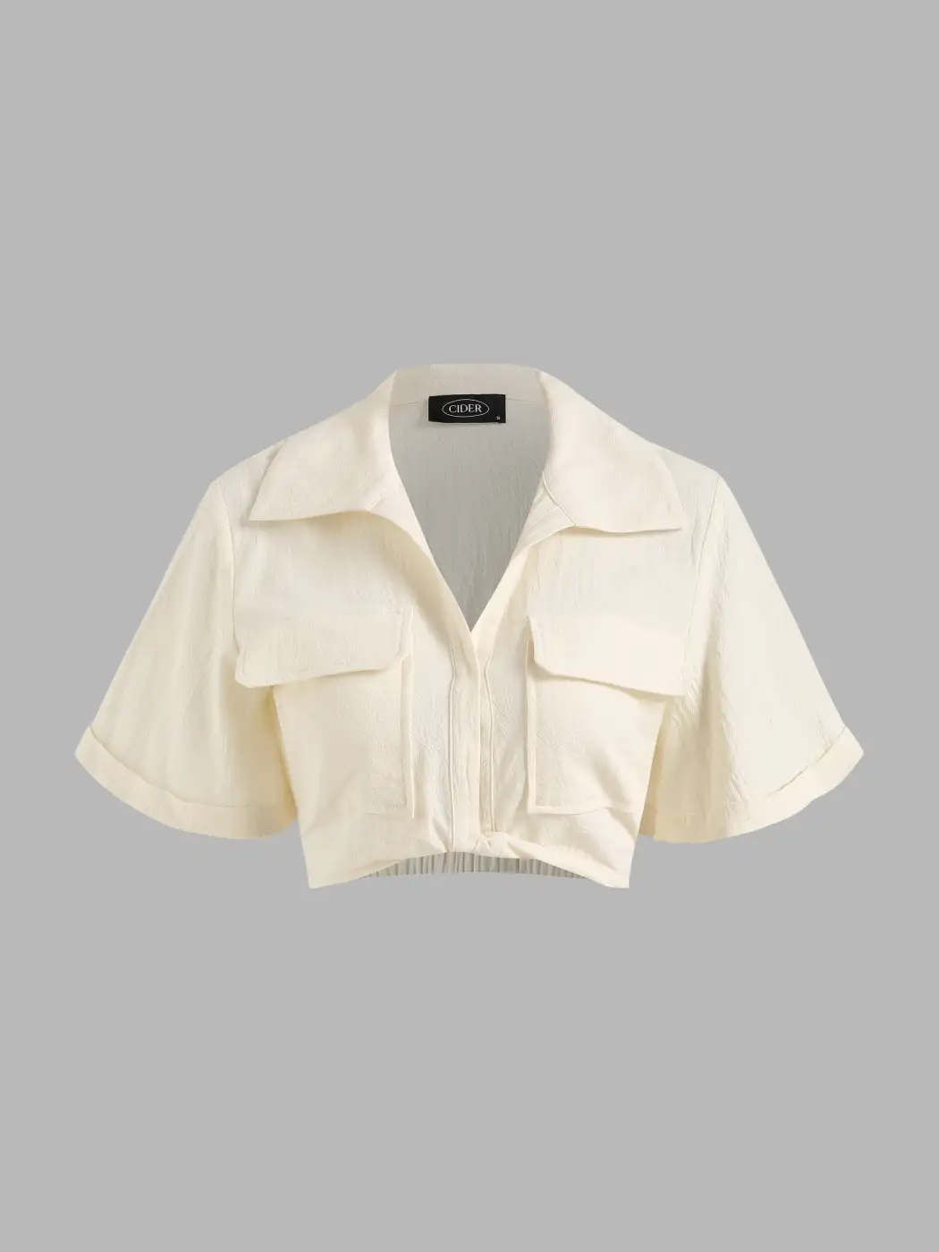 Solid Crop Corset Polo Blouse - Cider