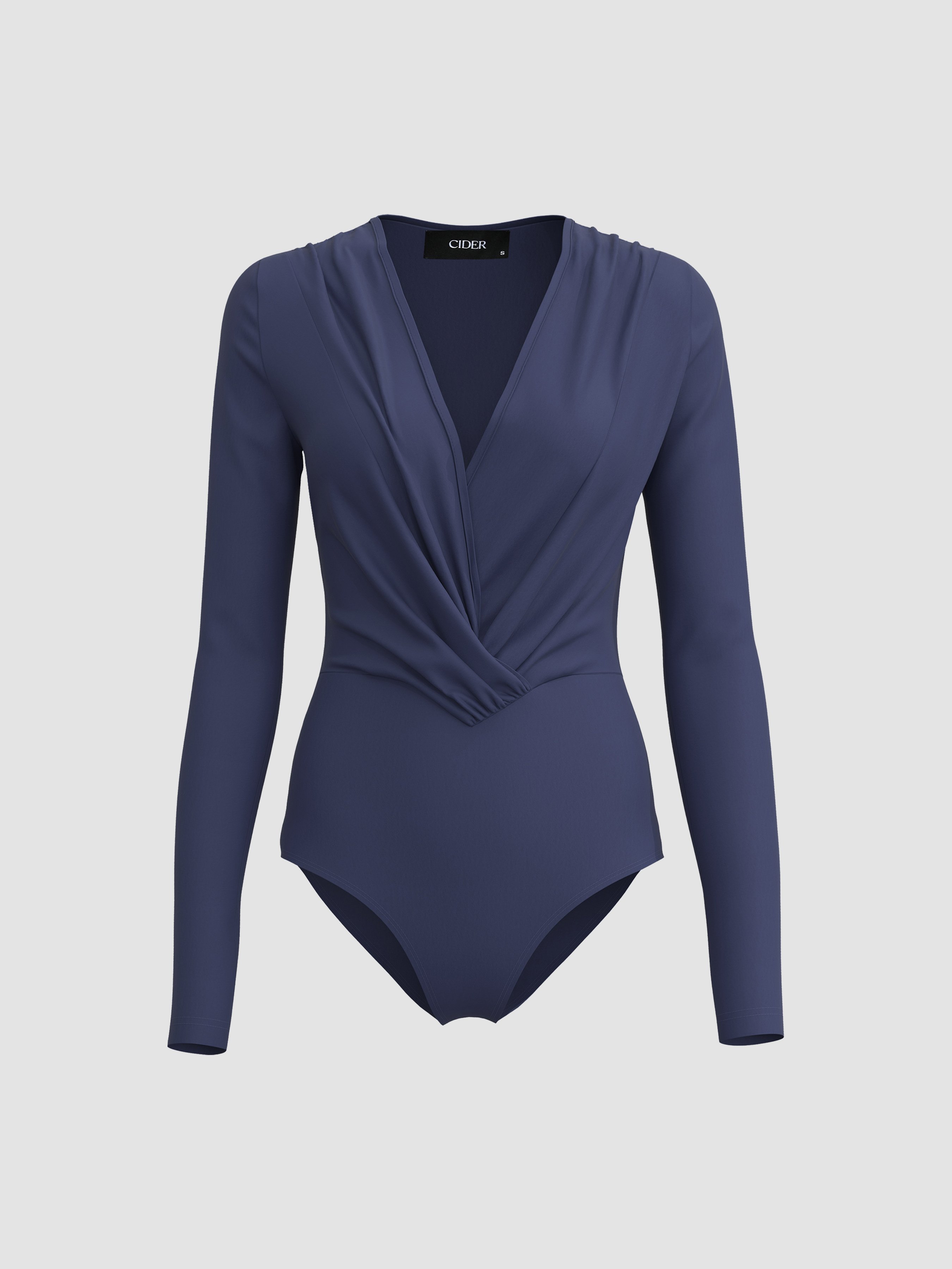 Balloon Sleeve V-Neck Fitted Flexible Knit Bodysuit