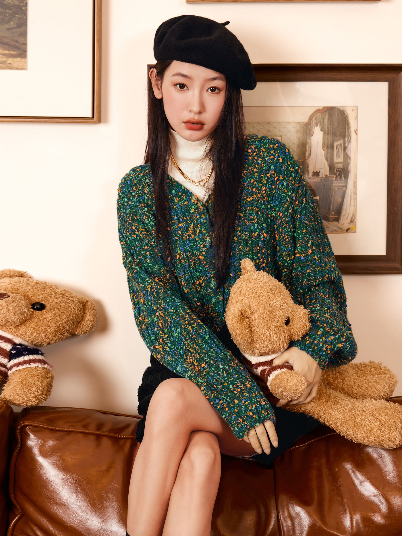 Colorful V-neck Knit Cardigan