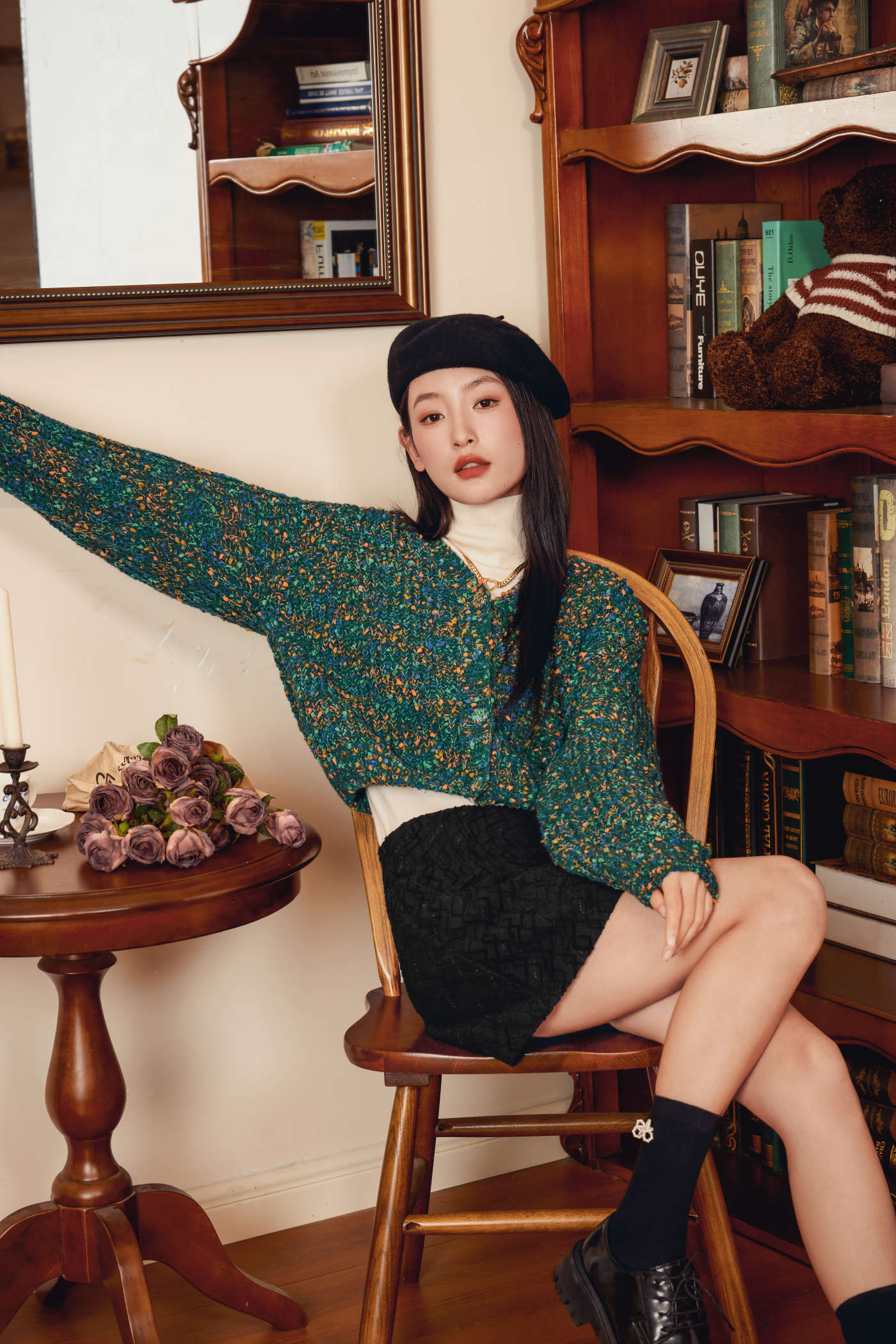 Colorful V-neck Knit Cardigan