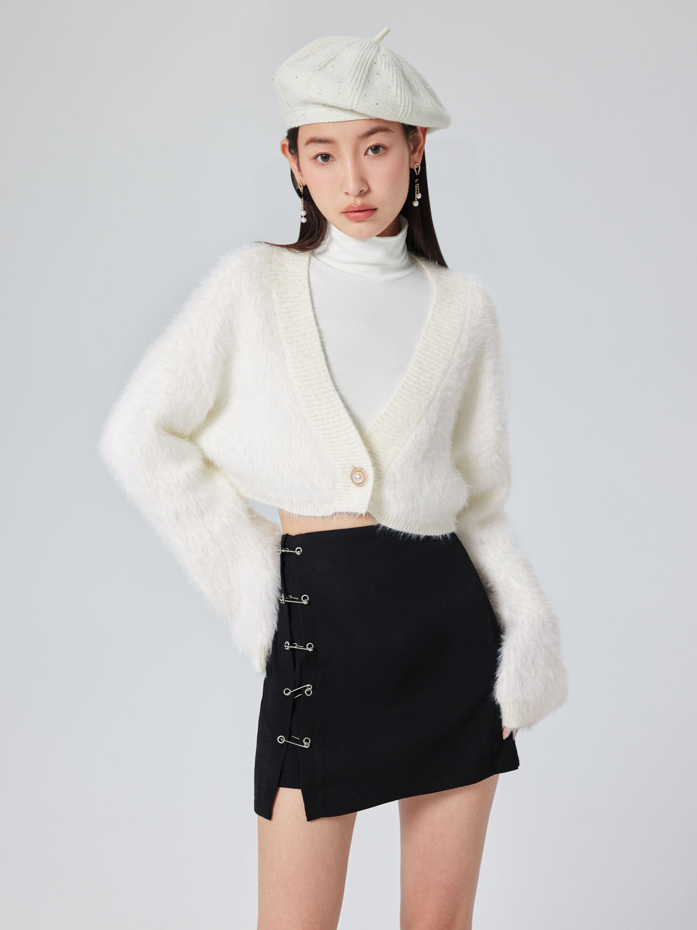 Solid Fluffy Crop Cardigan