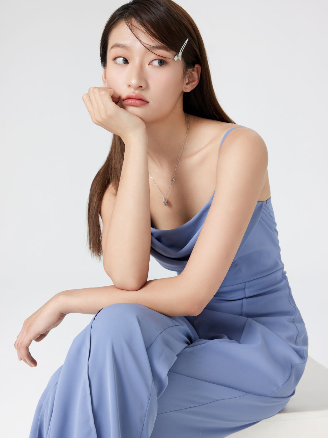 Solid Cowl Neck Stitch Jumpsuit