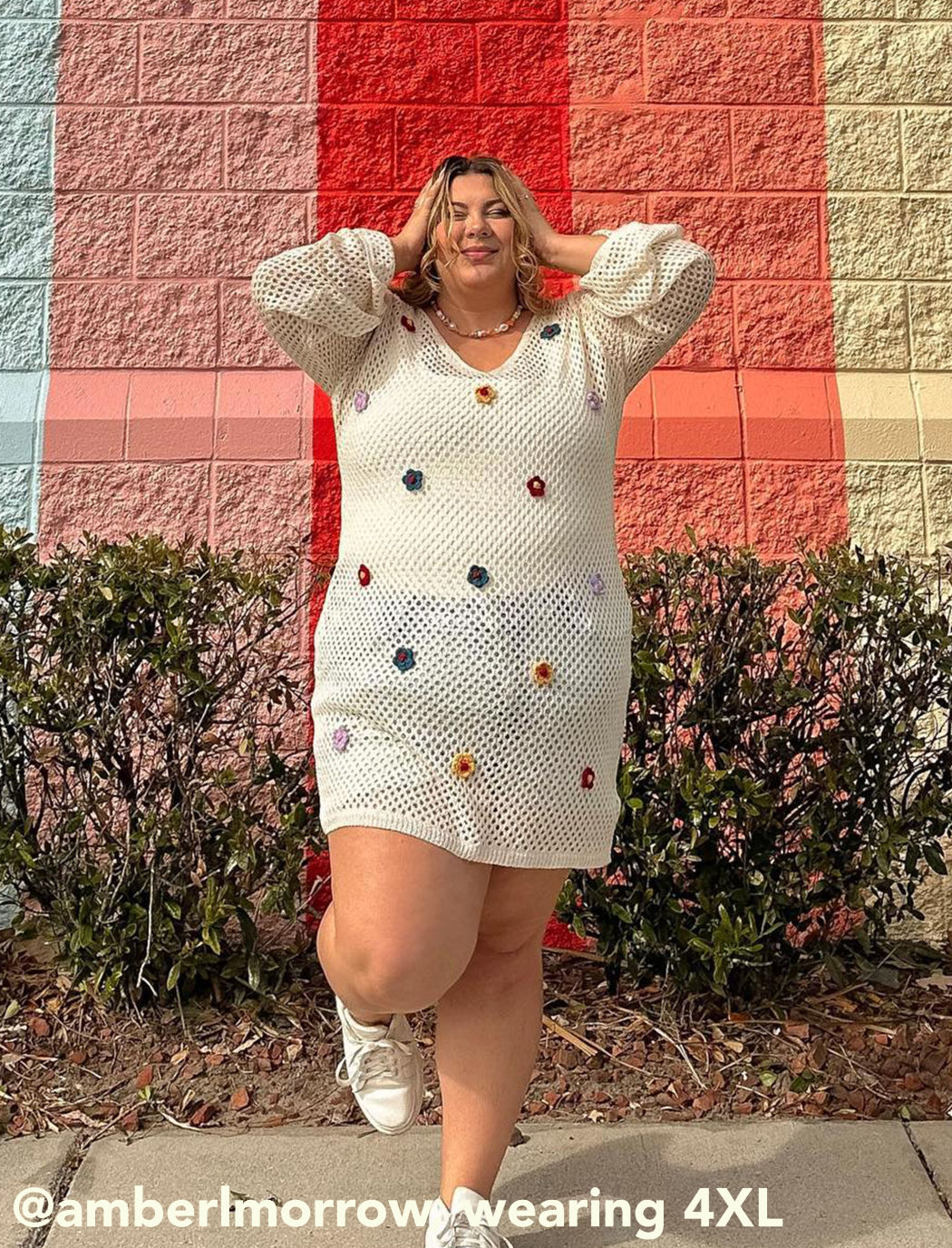 Abito in maglia all'uncinetto floreale  3D Curvy