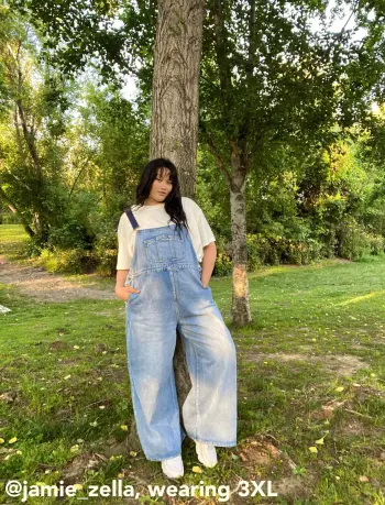 Jeans-Pocket-Overalls mit weiten Beinen Kurve & Plus