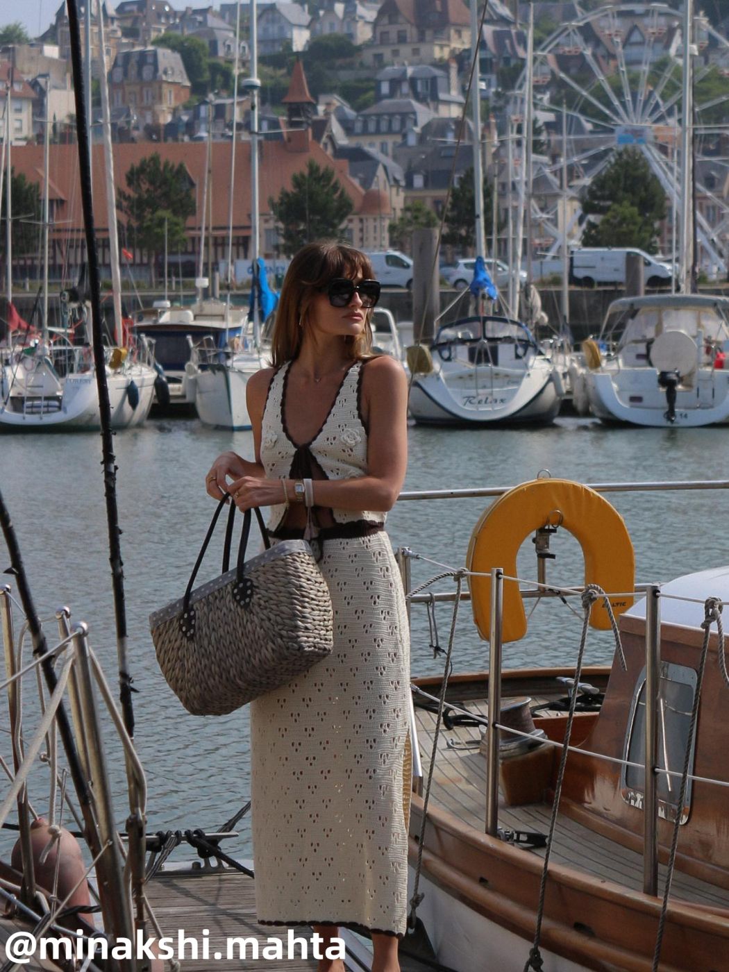 Contrasting Trim Split Knitted Maxi Skirt