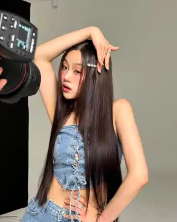 Stretch Denim Schnür Korsett Crop Tube Top