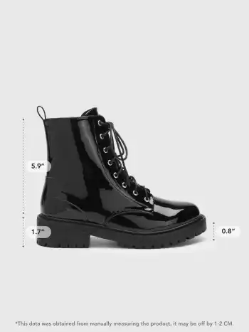 Faux Leather Lace Up Chunky Heeled Chelsea Boots