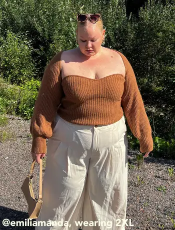 Two-Piece Rib Knit Long Sleeve Crop Top With Shrug Curve & Plus