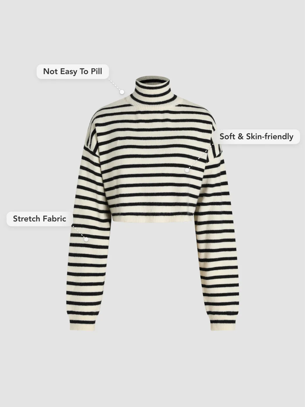 Striped High Neck Oversized Crop Sweater