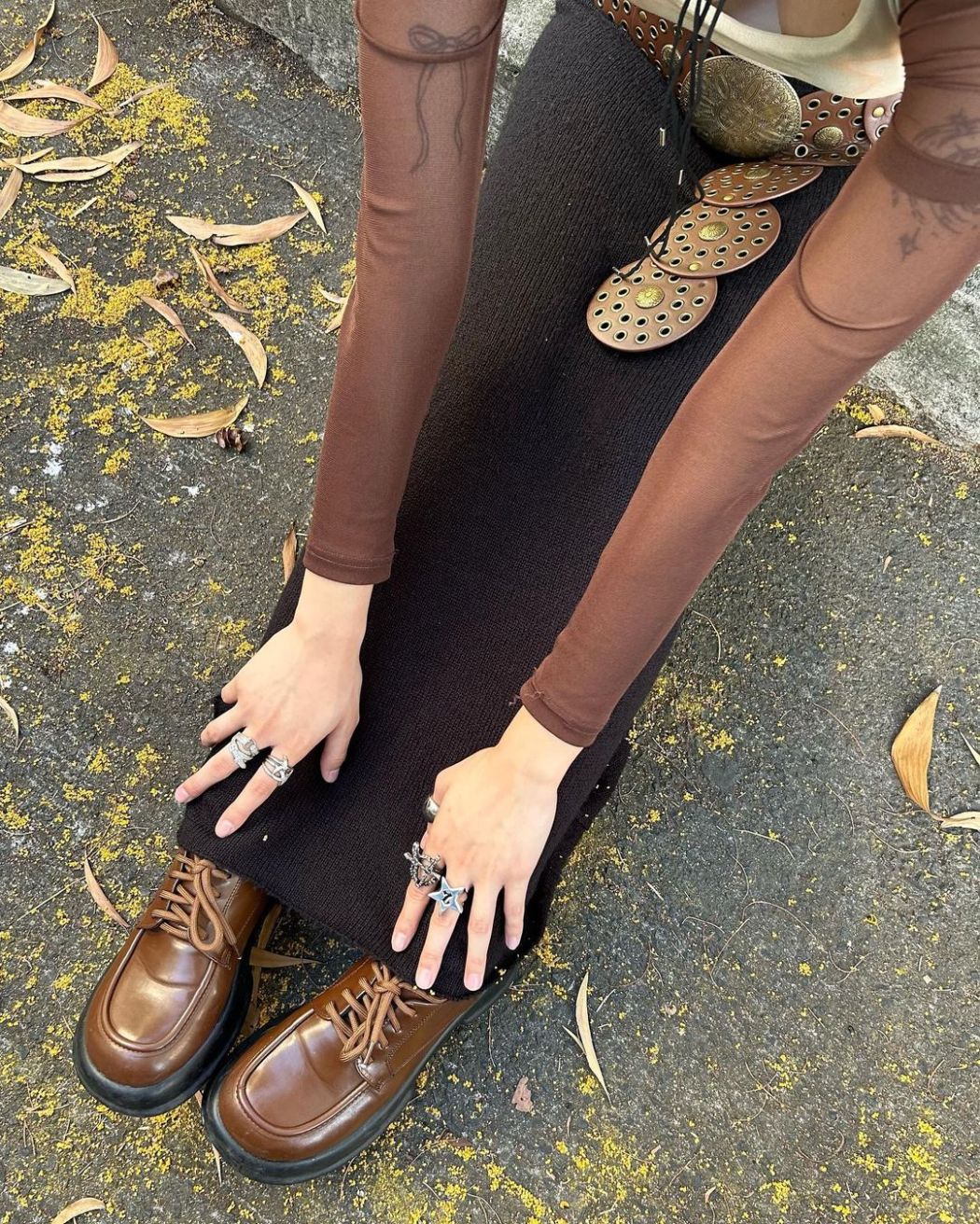 Faux Leather Strap Chunky Heeled Loafers