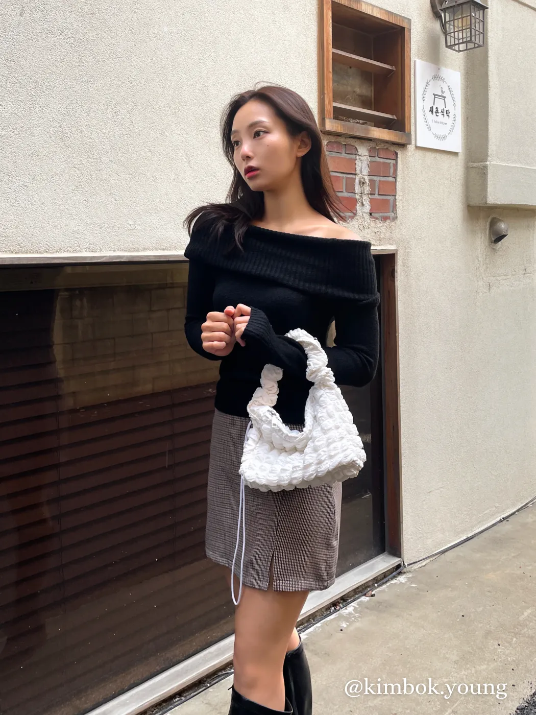 Houndstooth High Waist Split Mini Skirt