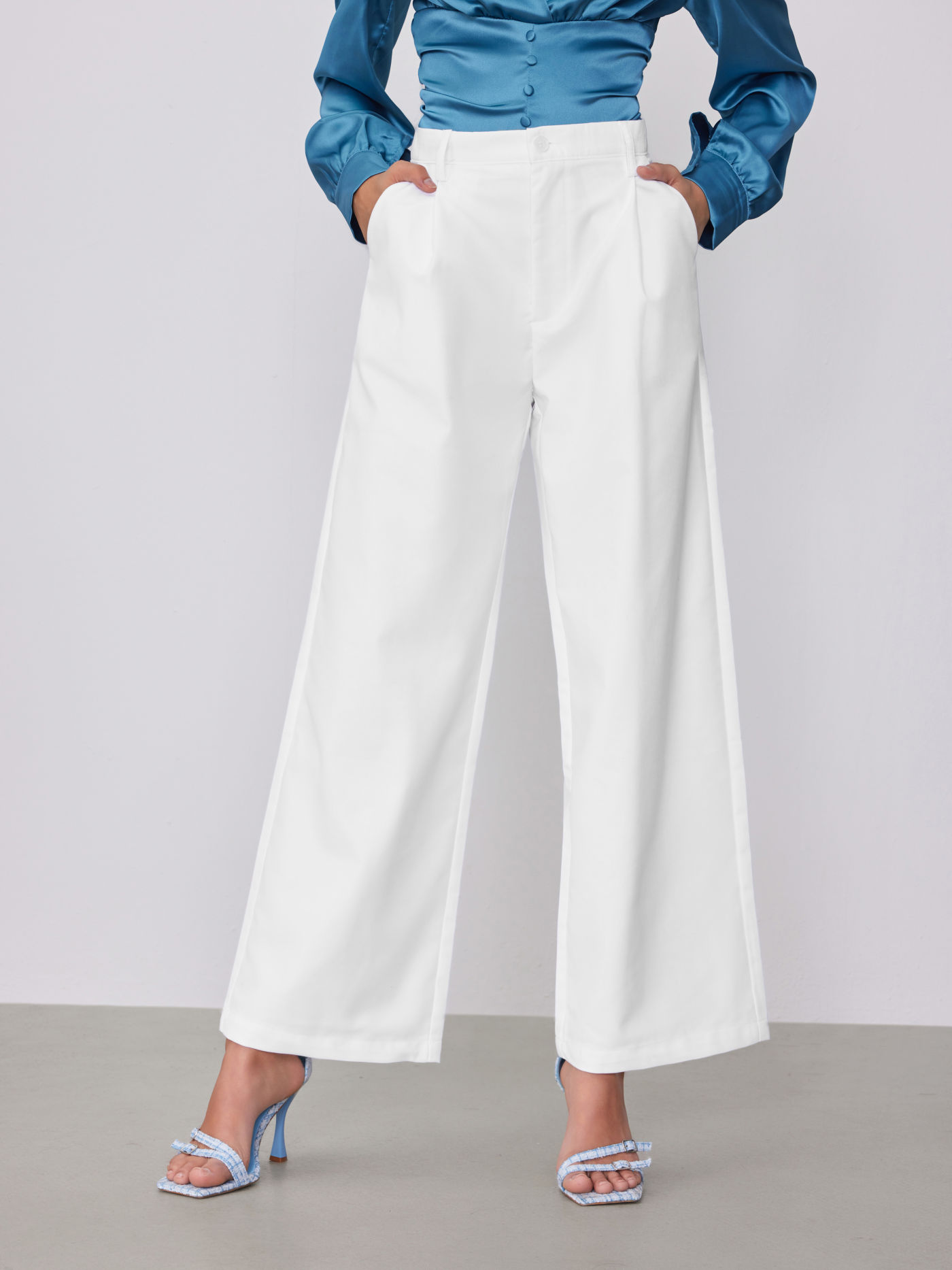 Solid Straight Leg Trousers