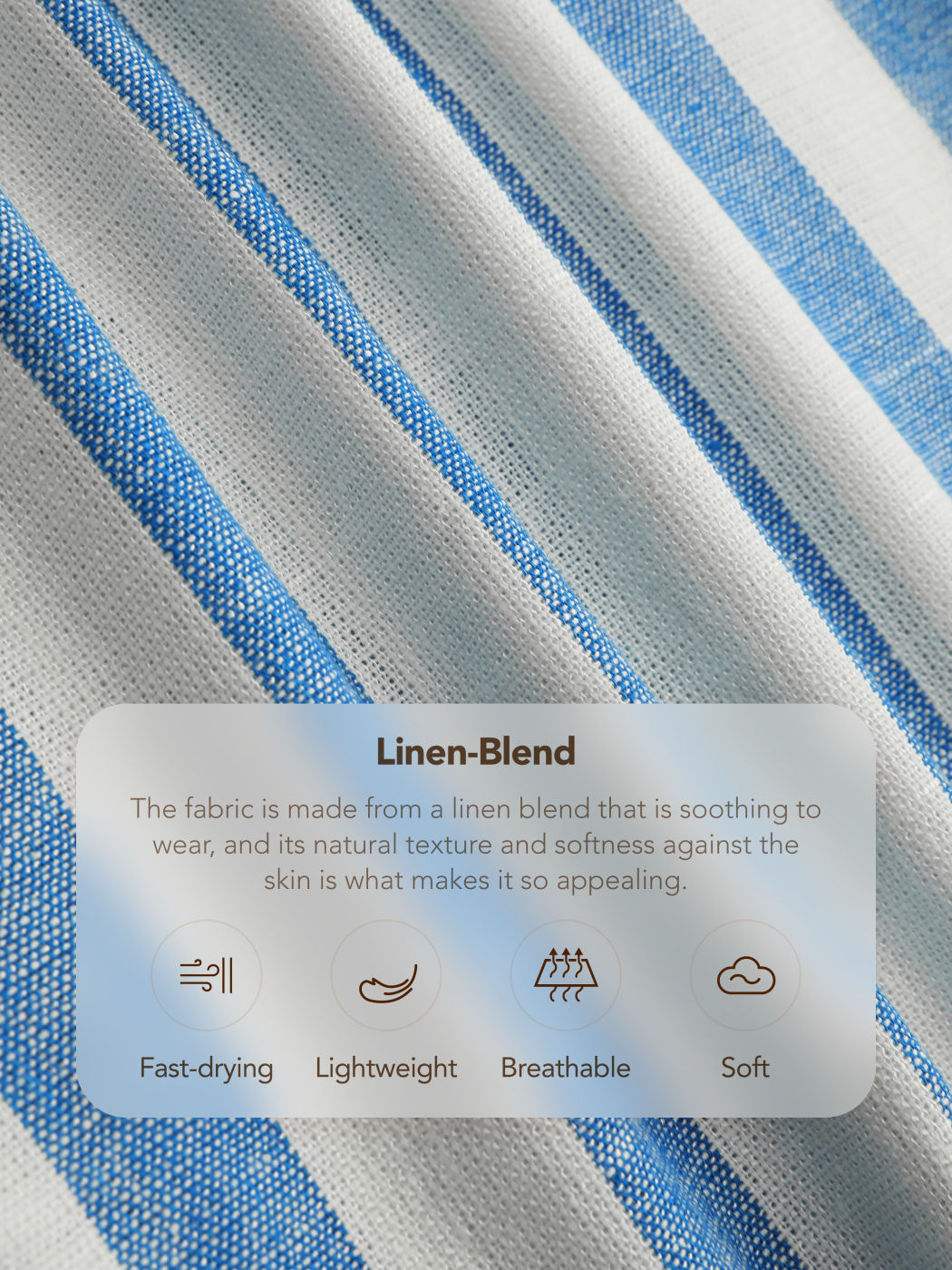 Linen-blend Collar Striped Pocket Long Sleeve Shirt