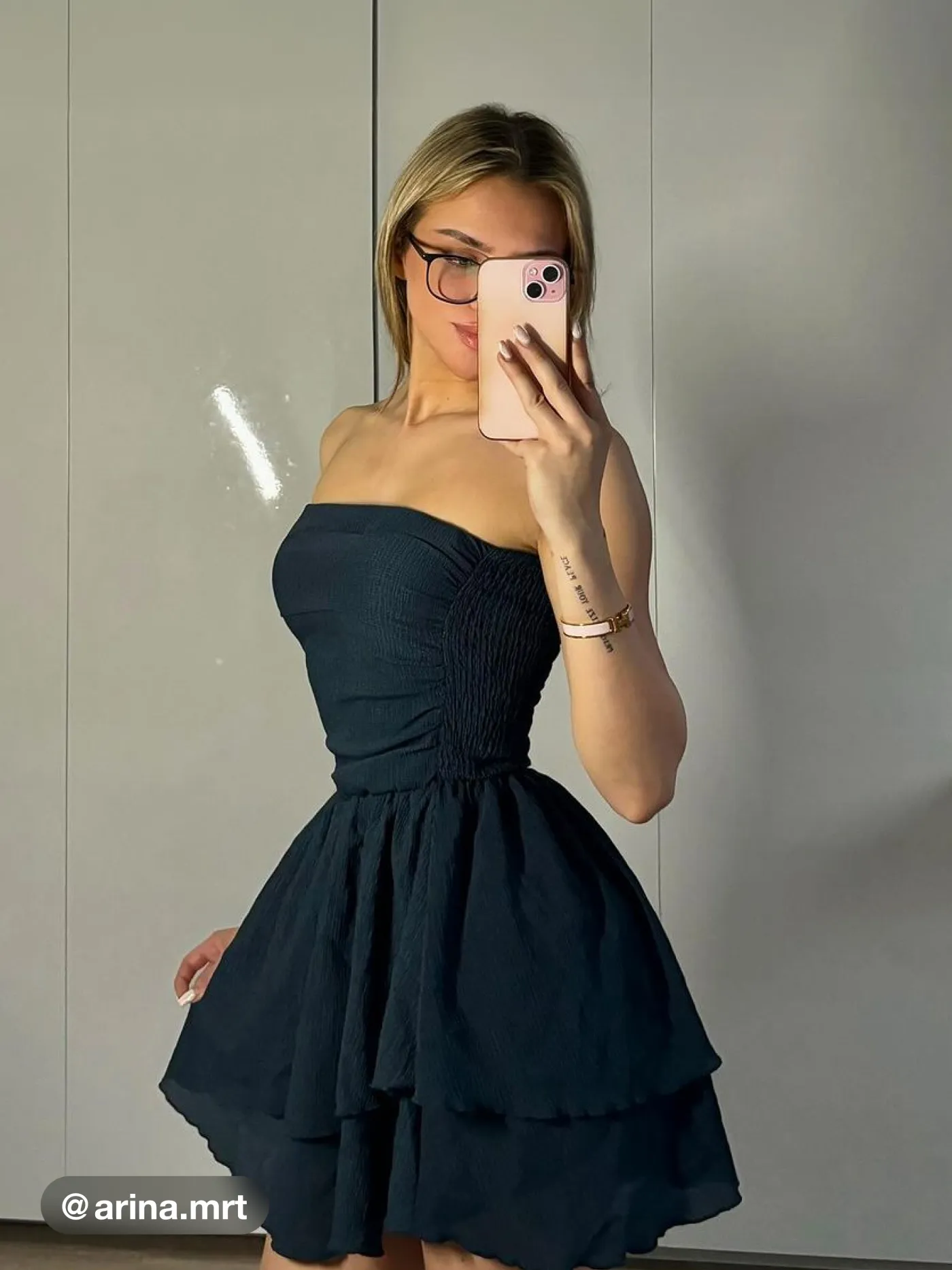 Tube Ruched Ruffle Mini Dress