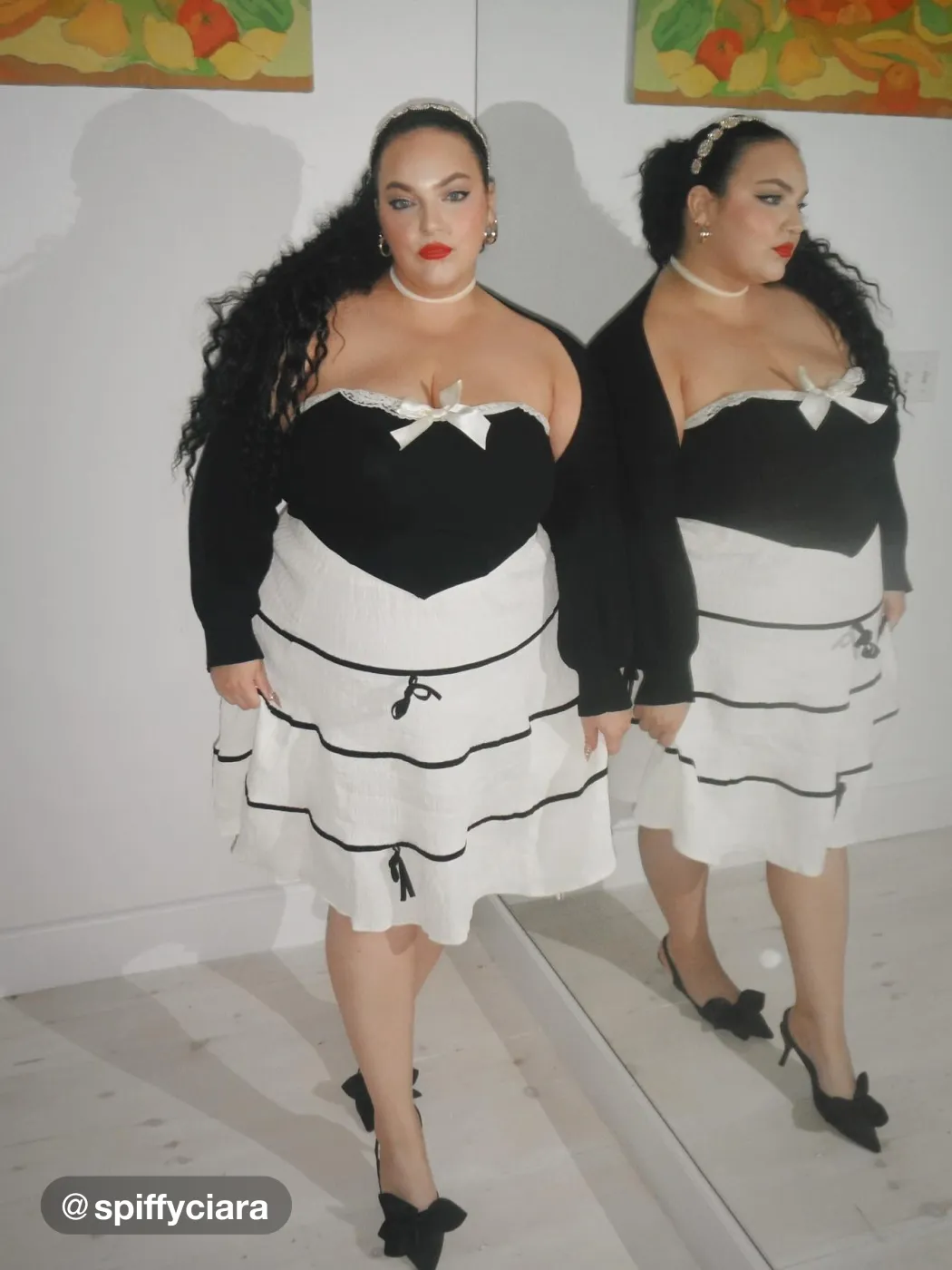 Middle Waist Ruffle Hem Bowknot Mini Skirt Curve & Plus