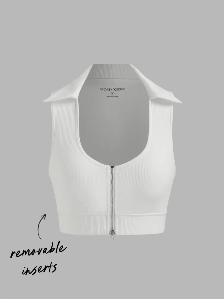 U-NECKLINE SOLID ZIPPER TANK TOP With Removable Padding