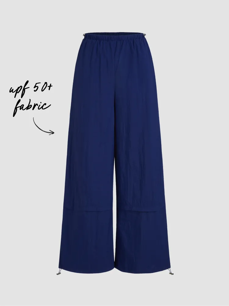 SOLID DRAWSTRING MID WAIST TROUSERS