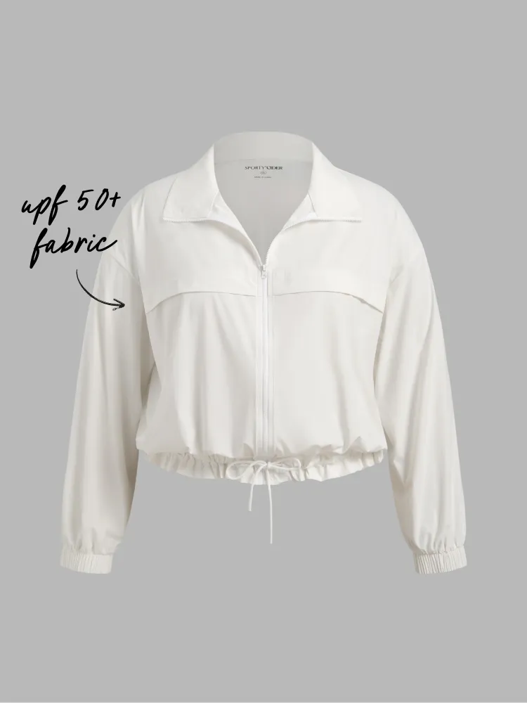 SOLID UV-PROOF ZIPPER DRAWSTRING JACKET CURVE & PLUS