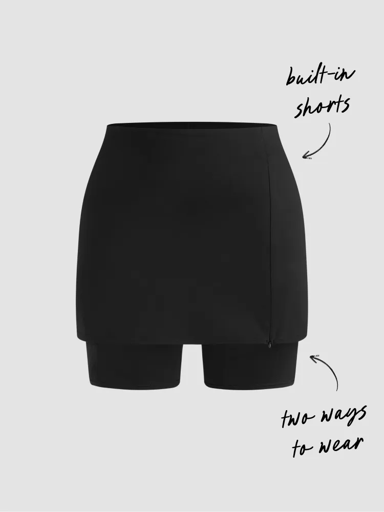 CIDERAIRY™ MID RISE ZIPPER ACTIVE SKORT CURVE & PLUS