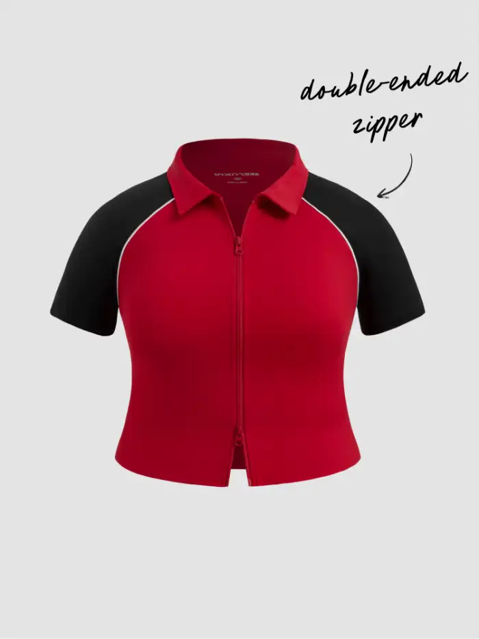 Jersey CIDERAIRY™ RAGLAN SHORT SLEEVE ZIPPER TOP CURVE