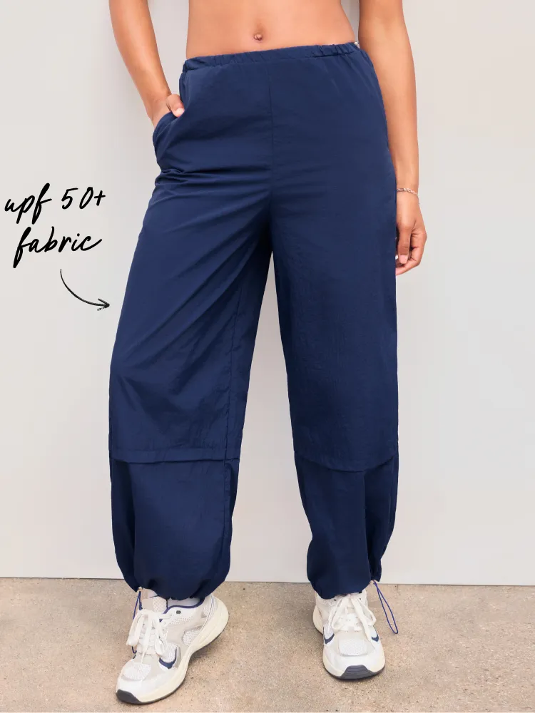 SOLID DRAWSTRING MID WAIST TROUSERS