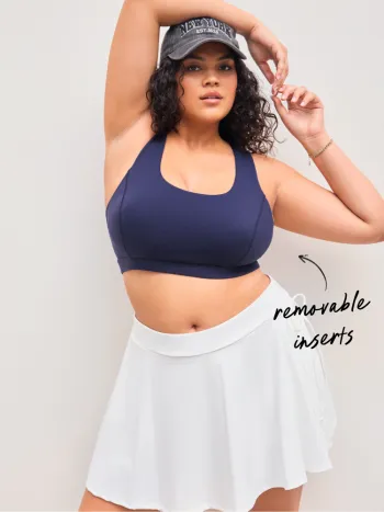 SOLID BACKLESS CRISS CROSS ACTIVE BRA CURVE & PLUS With Removable Padding
