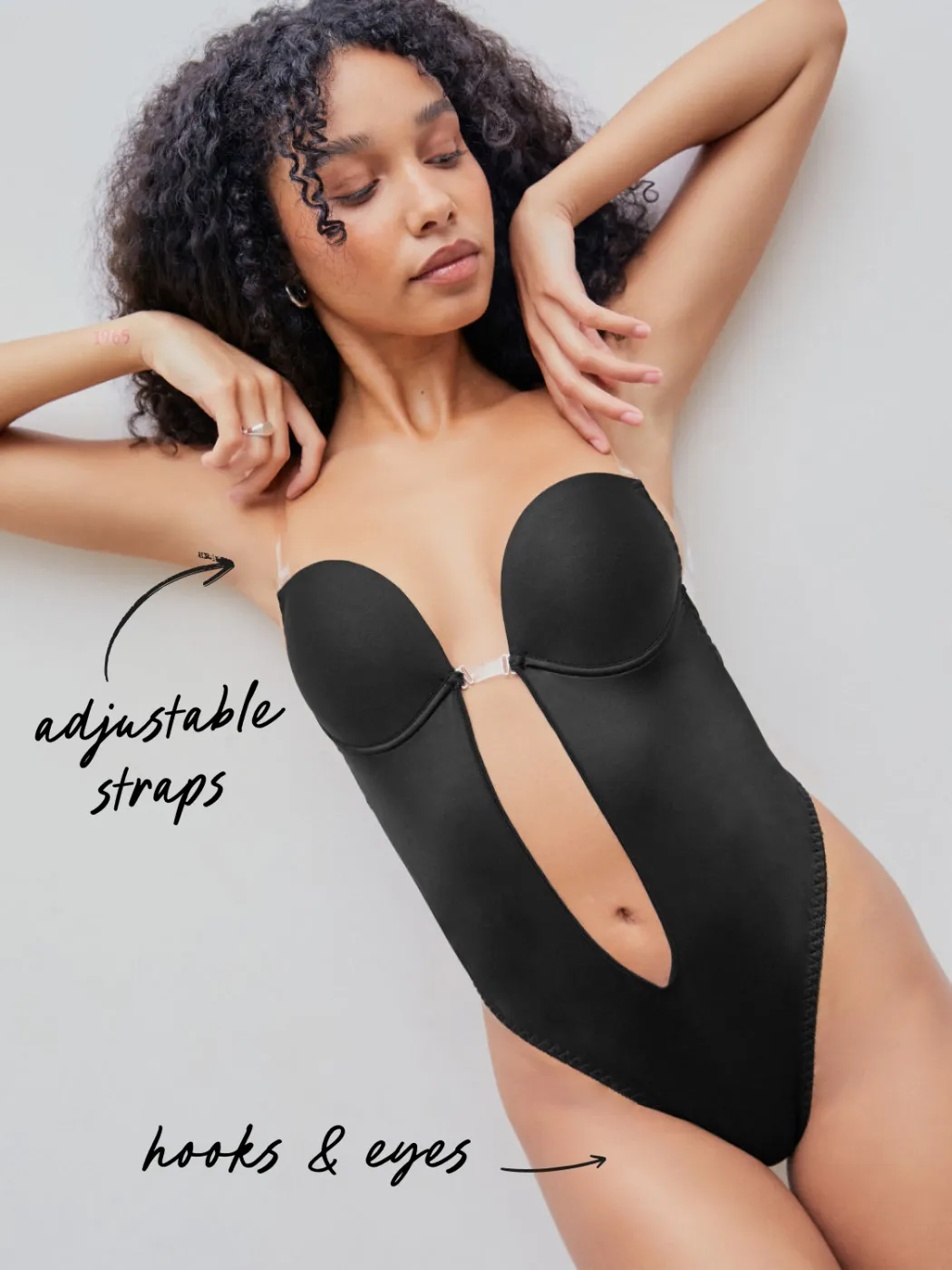 Leicht komprimierendes Deep-V-Bodysuit ohne Naht und Rückenpartie