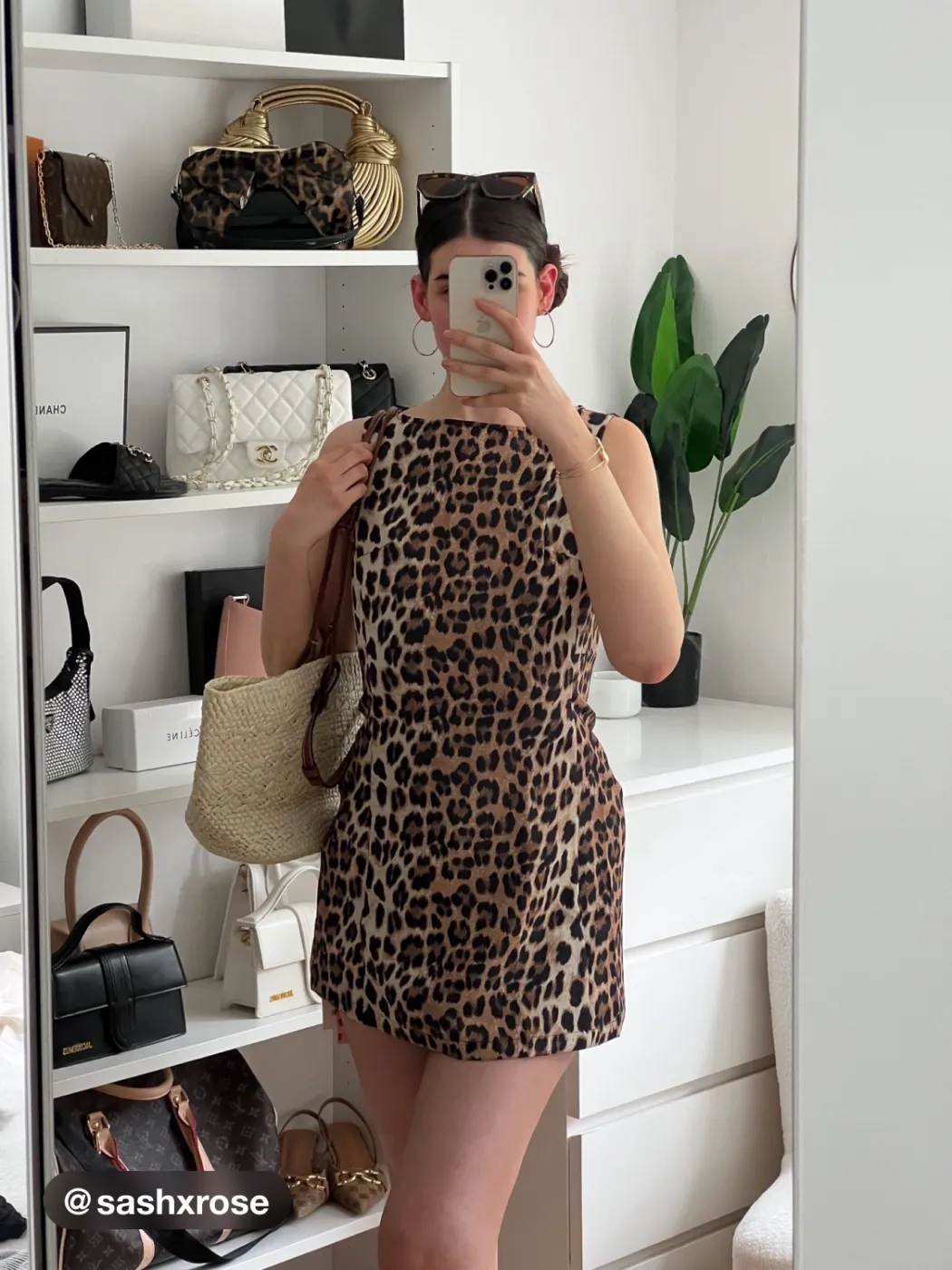 Bootsausschnitt Leopard Zipper Minikleid
