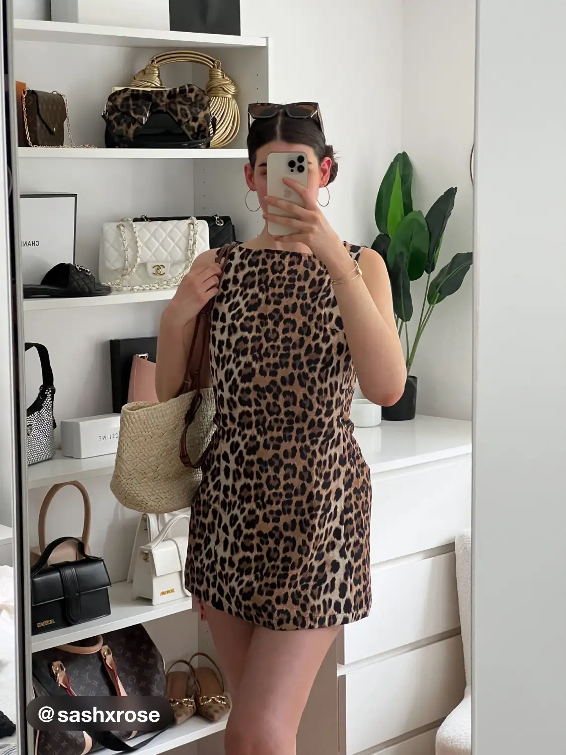 Boat Neck Leopard Print Zipper Mini Dress