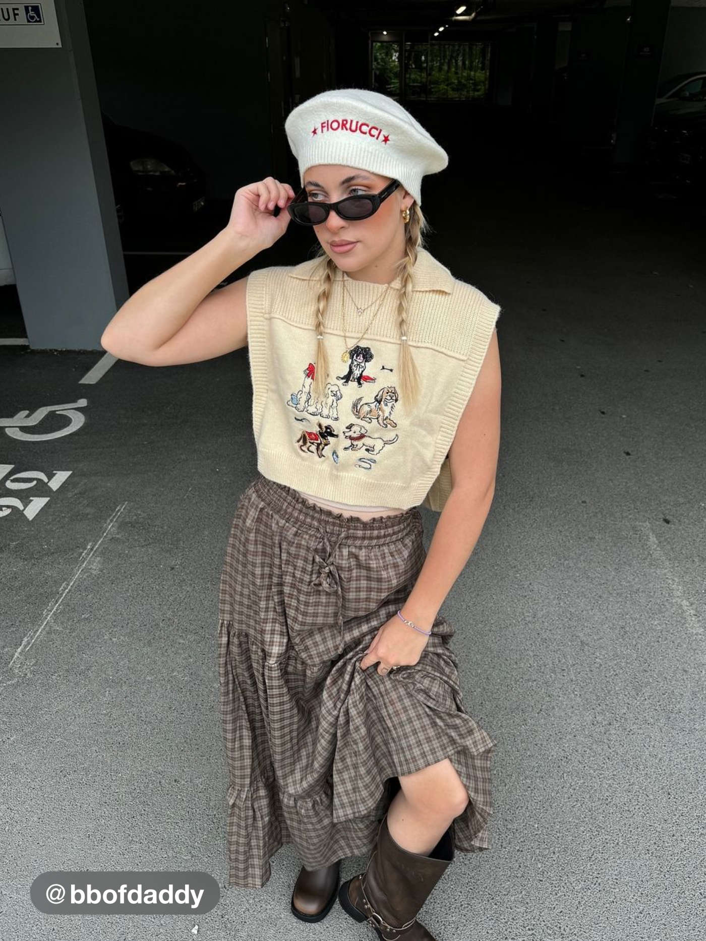 Elastic Waist Check Knotted Tiered Maxi Skirt