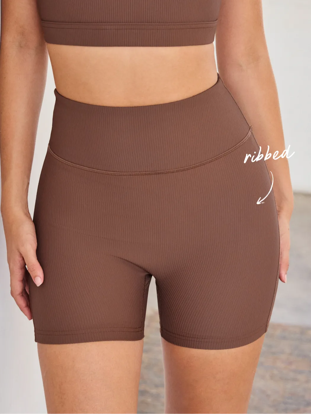 High Rise Solid Active Legging Shorts