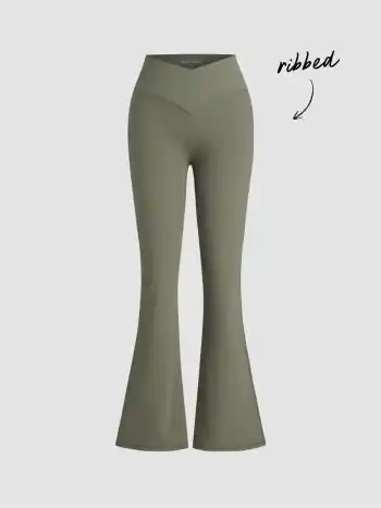 High Rise Solid Flared Leggings