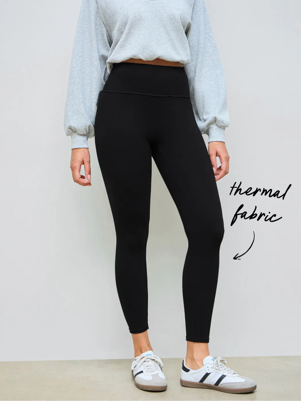 Thermal Cotton-blend Mid Rise Solid Legging