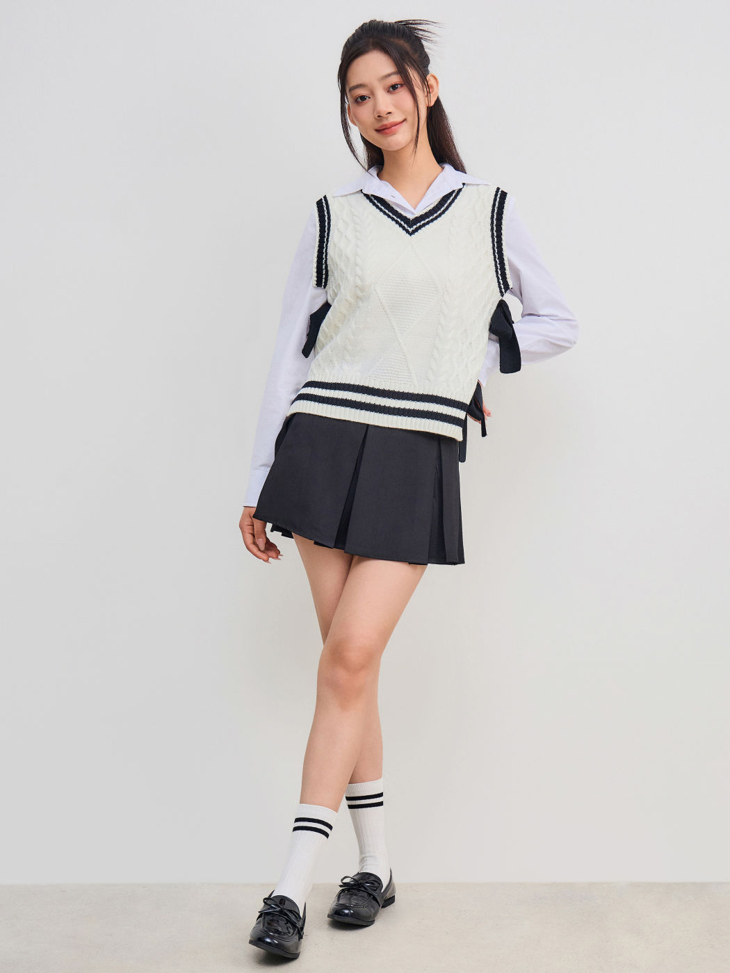 Pleated Bowknot Mini Skort