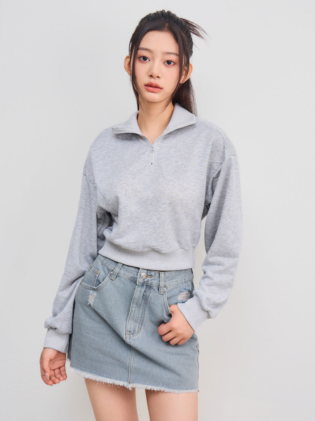 Polo Solid Zipper Sweatshirt