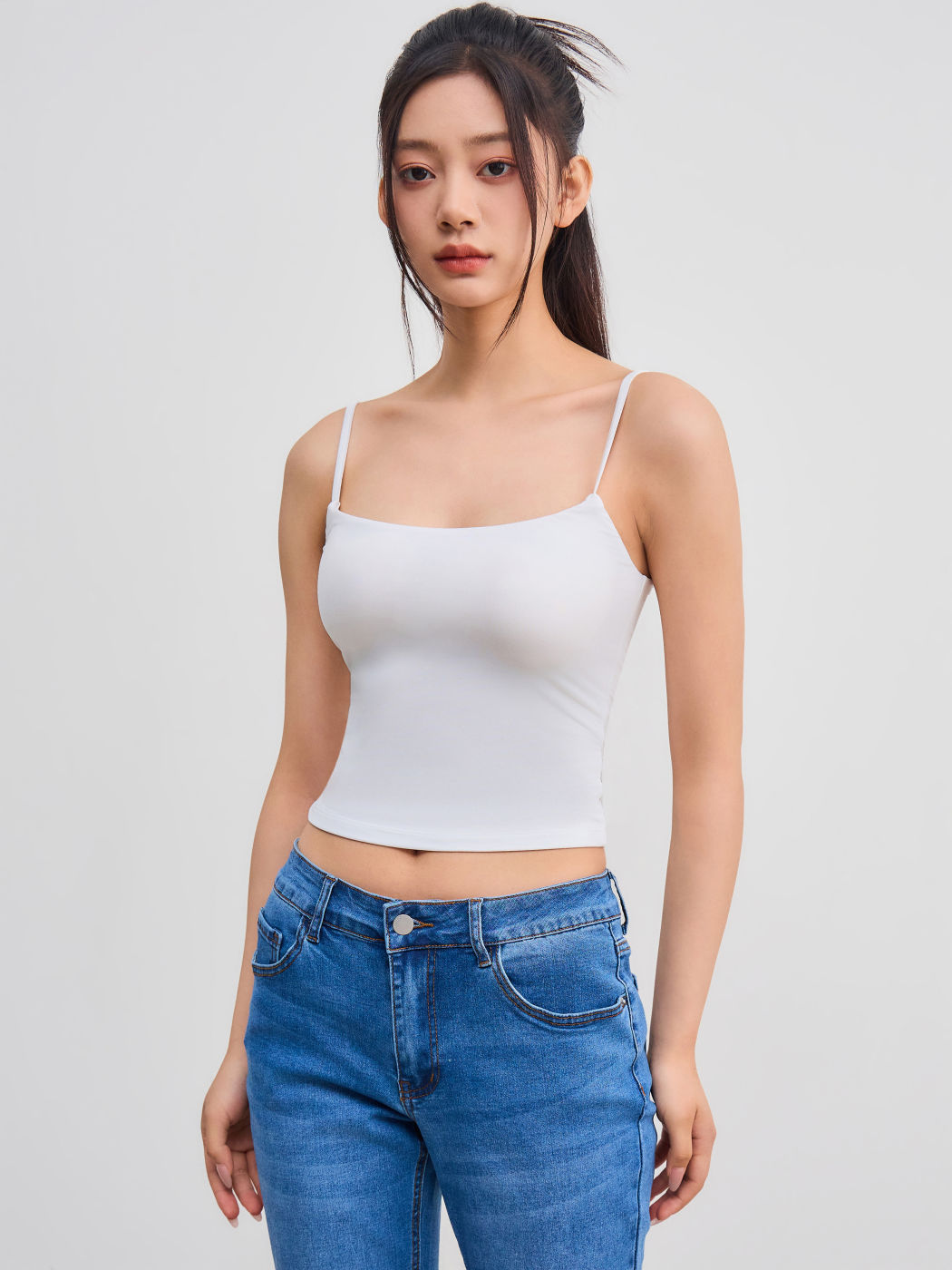 Second Skin Double Layered Square Neck Solid Cami Top