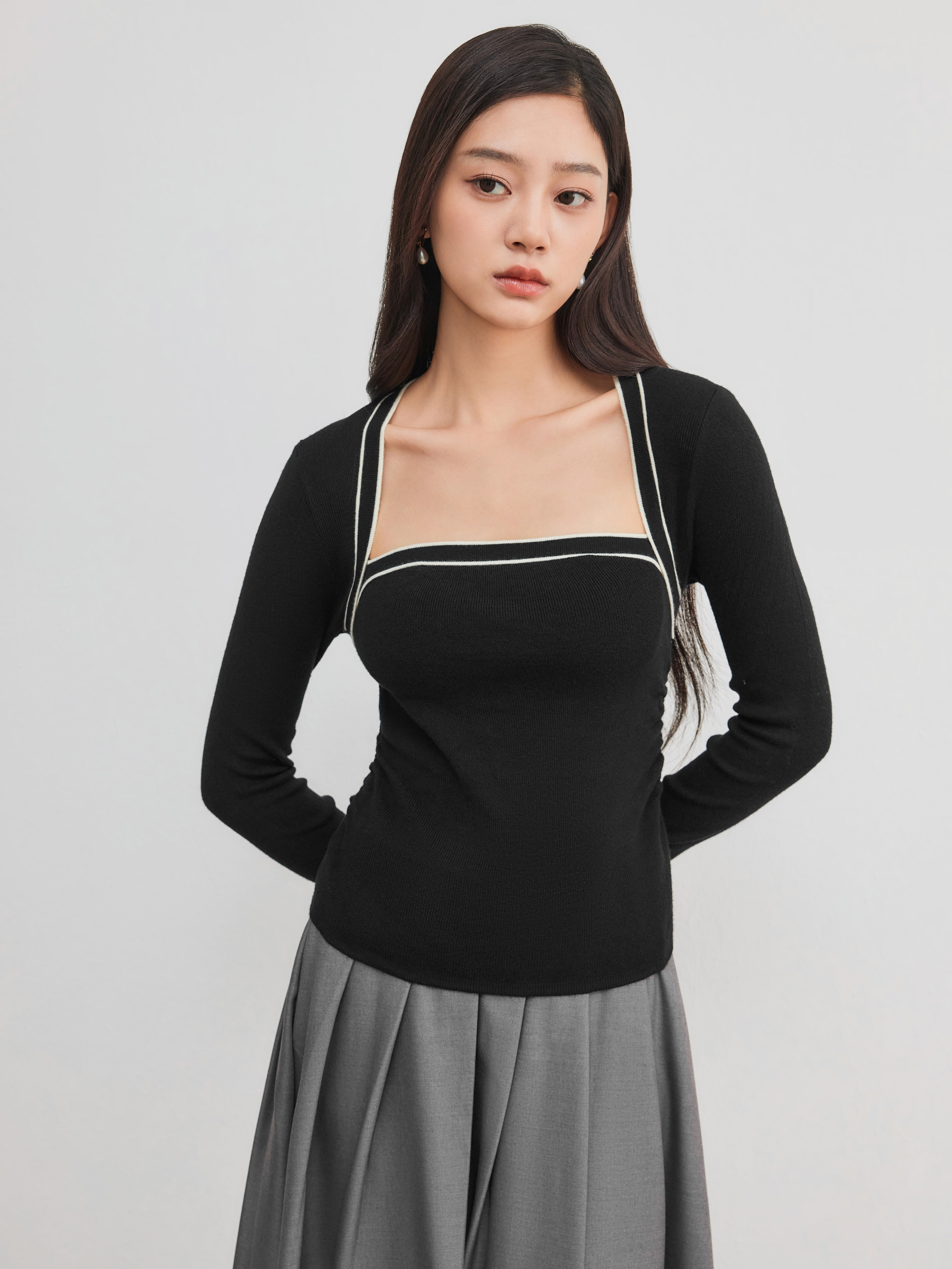 Solid Texture Crop Cardigan