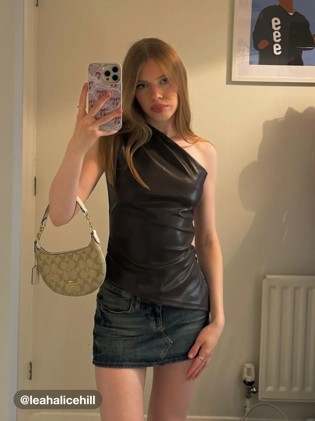 Faux Leather Asymmetrical Neck Solid Ruched Crop Top