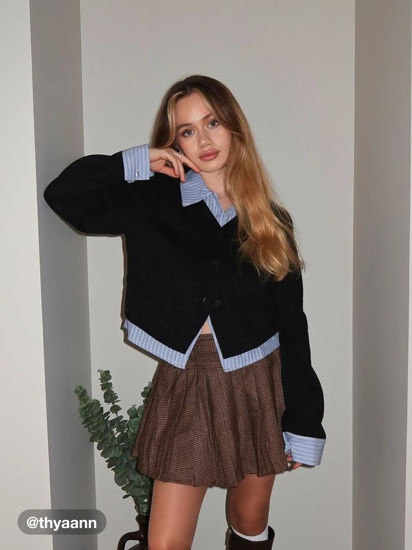 Corduroy Collar Solid Patchy Long Sleeve Shirt