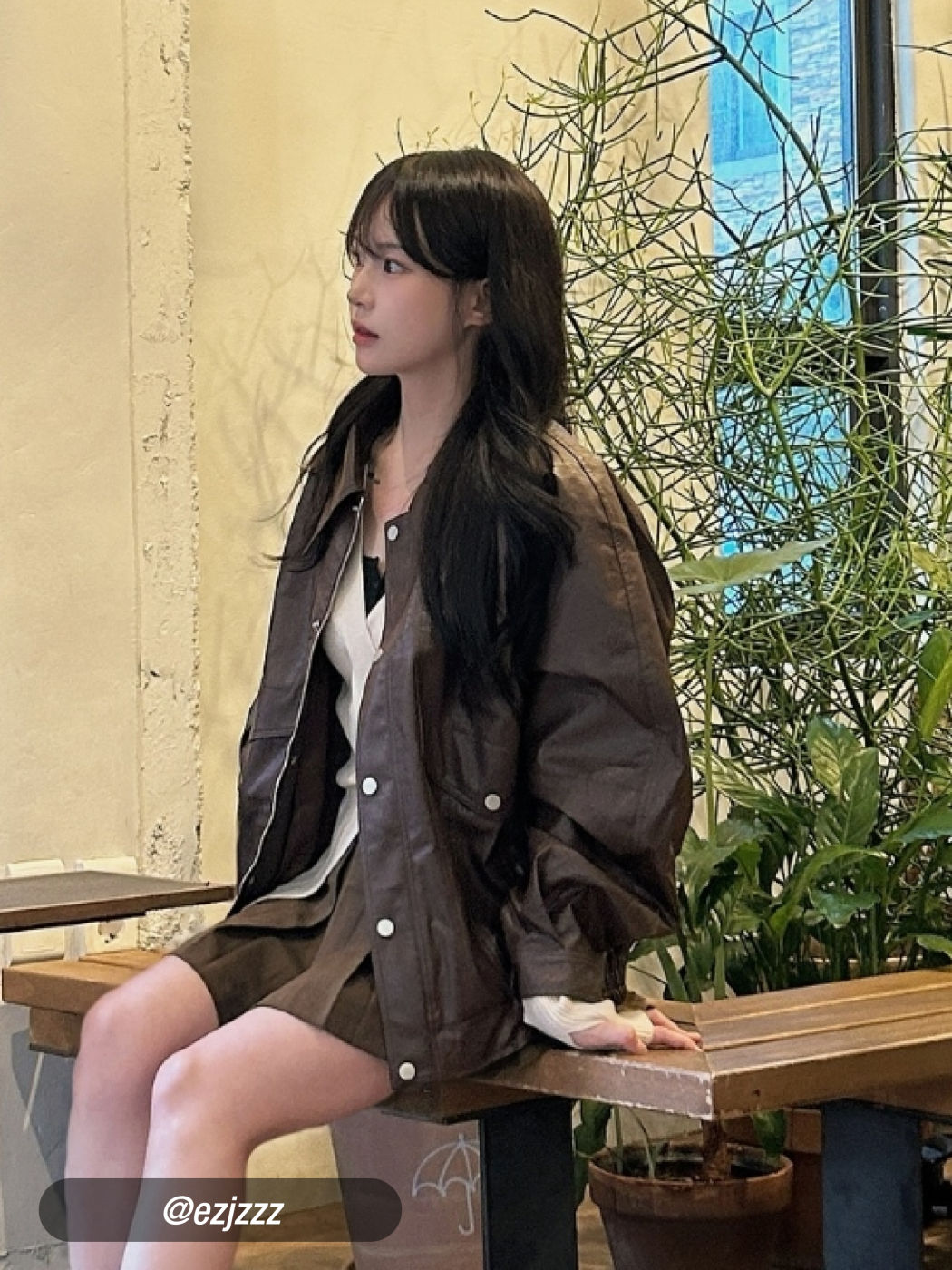 Faux Leather Zipper Jacket