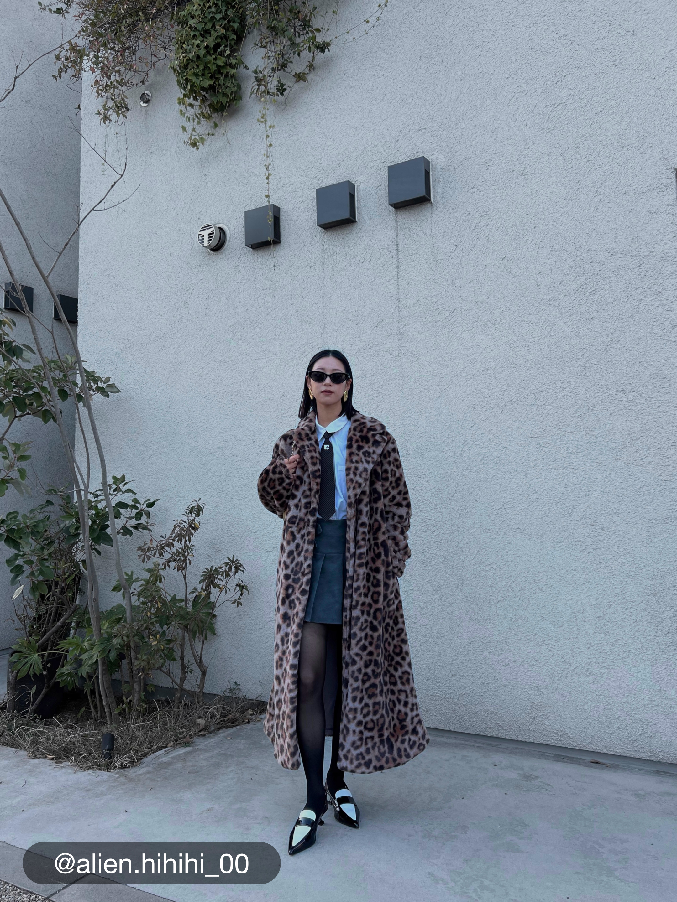 レオパード柄☆襟付き☆フェイクファー☆ロングコート レディースコート シティ・シック フェイクファー フェイク